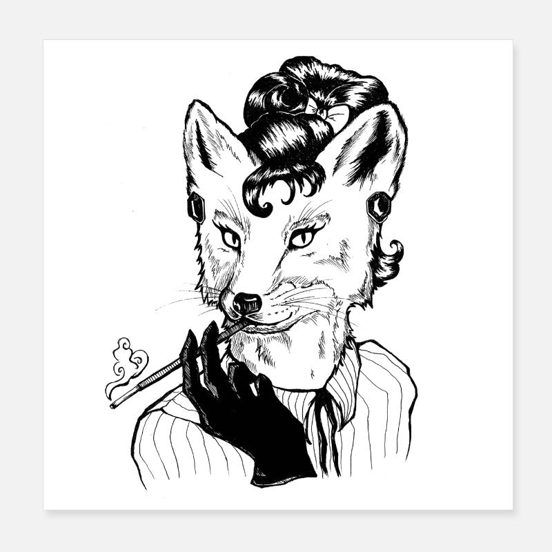 Foxlady - Poster 20 x 20 cm - blanc