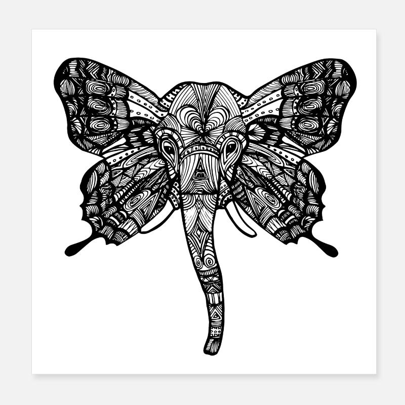 éléphant Poster 20 x 20 cm