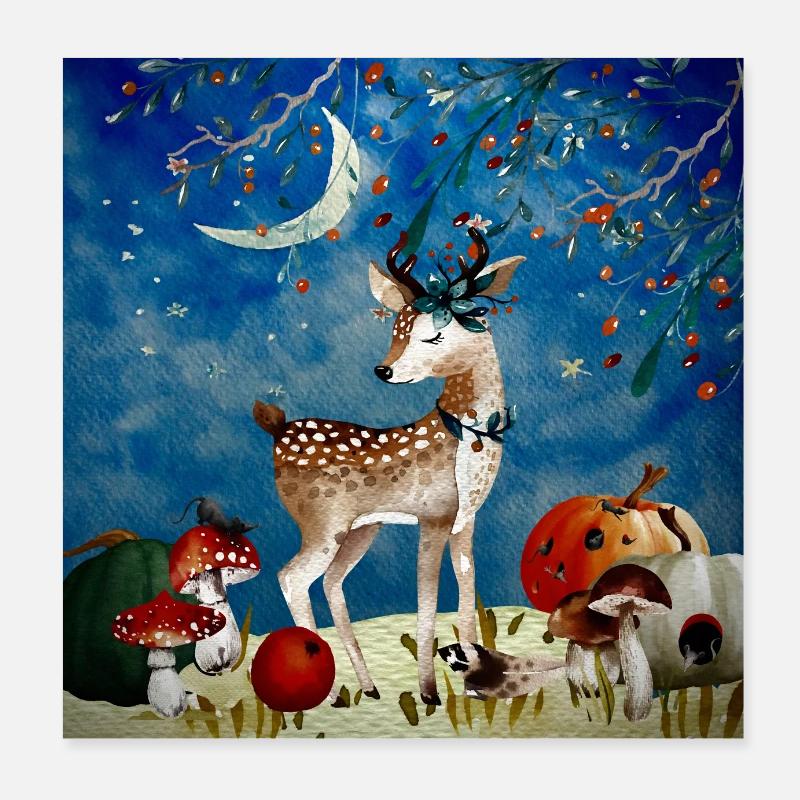 Tierfreunde im Wald - Reh im Herbst Poster 20x20 cm