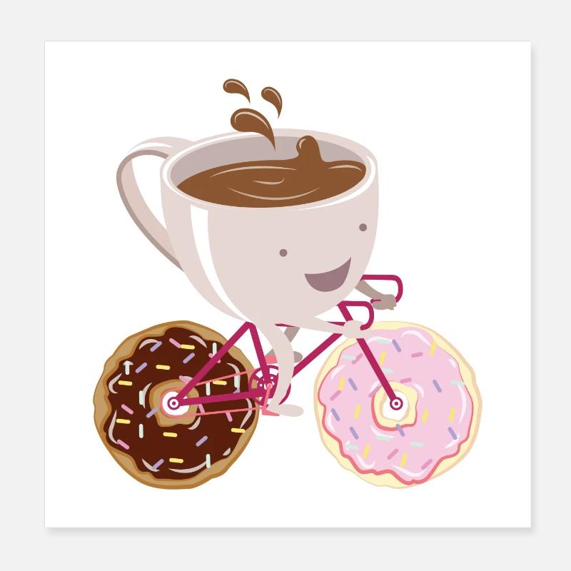Bouteille de café Donuts Bicycle - Poster 20 x 20 cm - blanc