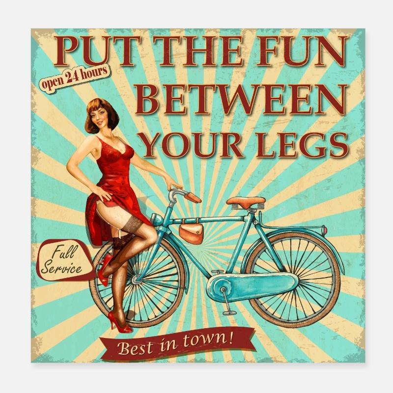Fahrrad - Put the fun between your legs Poster 20x20 cm