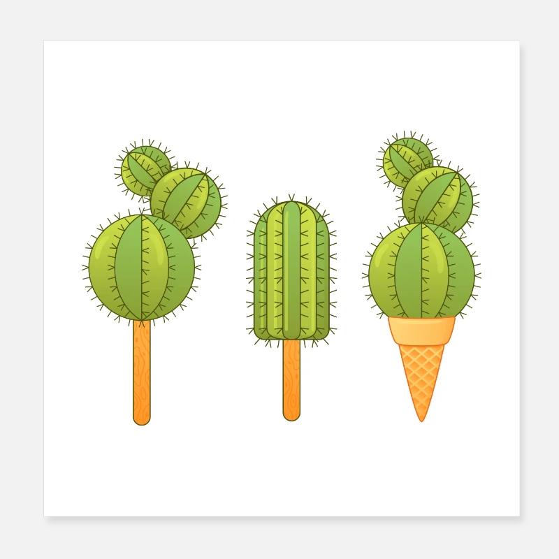 Glace au cactus - Poster 20 x 20 cm - blanc