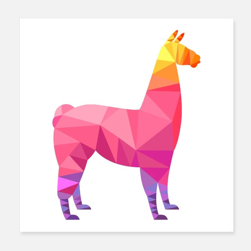 Alpaga Low Poly Style Poster 20 x 20 cm