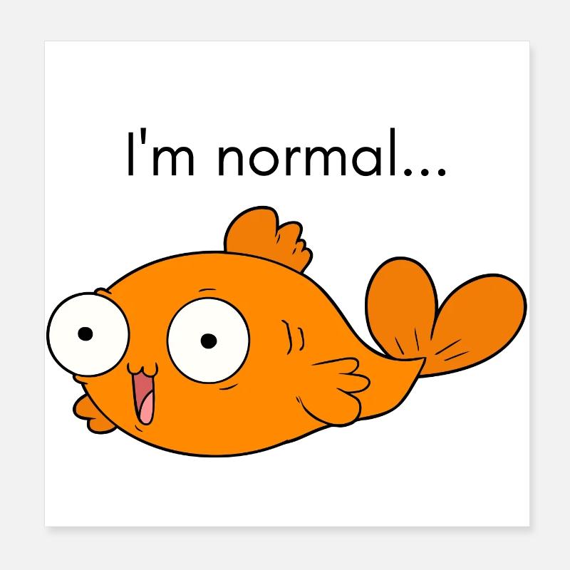 Funny goldfish cartoon art fish gift idea Poster 8" x 8" (20x20 cm)