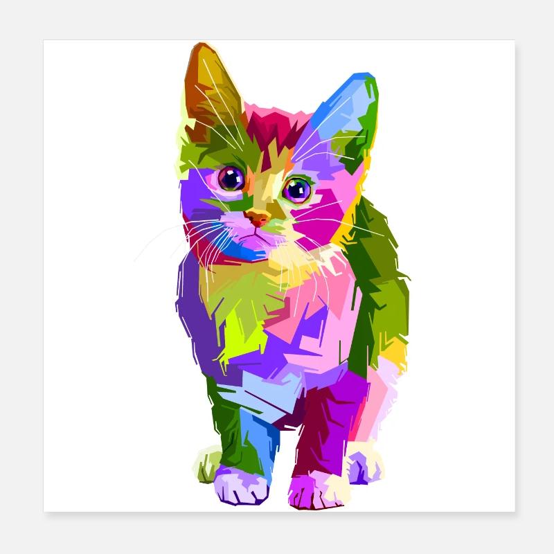 The colorful cat Poster 8" x 8" (20x20 cm)