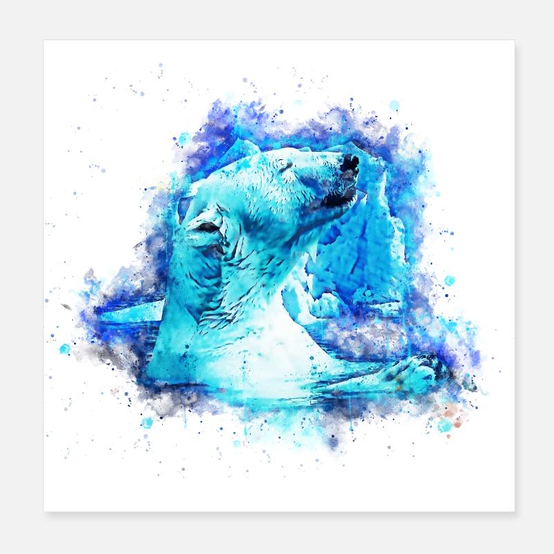 gxp eisbär polarbär genießer splatter watercolor Poster 20x20 cm