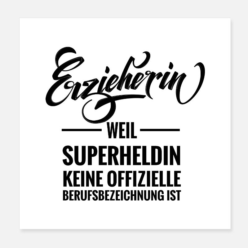 Erzieherin - Superheldin Poster 20x20 cm