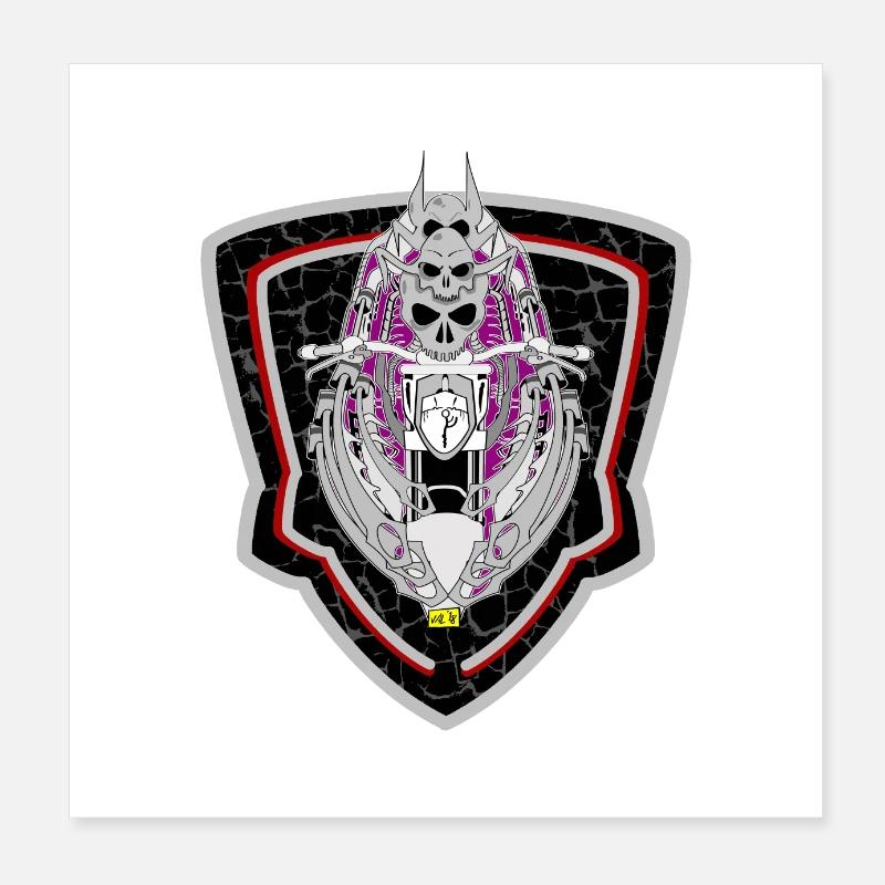 moto skull 3 Poster 8" x 8" (20x20 cm)