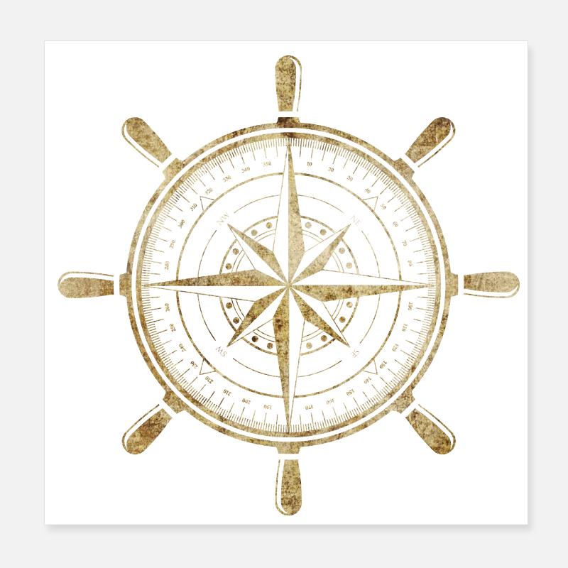 Kompass in Gold Poster 20x20 cm