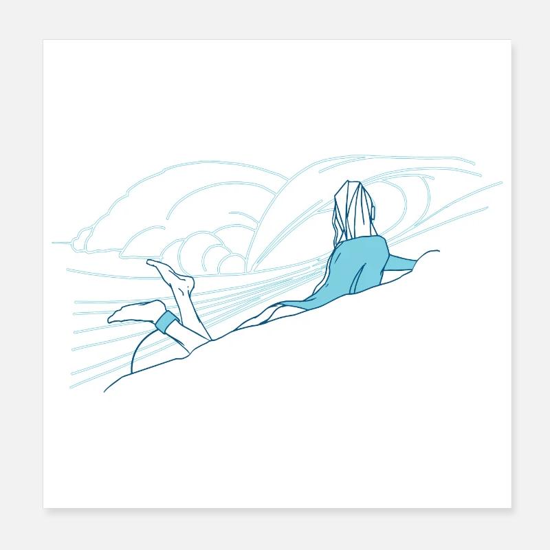 Surfer Mädchen Poster 20x20 cm