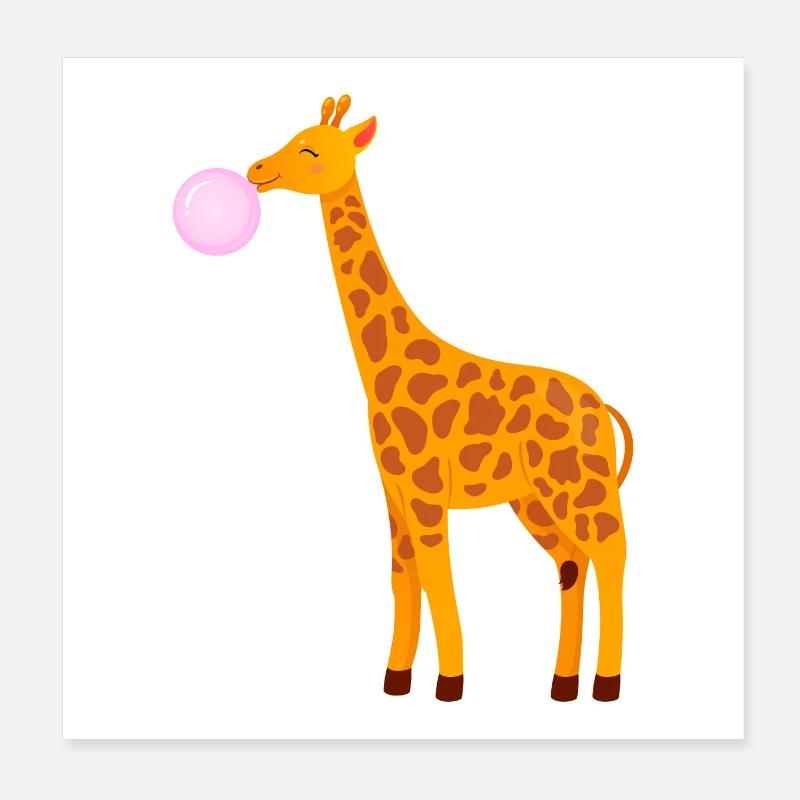 Giraffe With Bubblegum Poster 8" x 8" (20x20 cm)