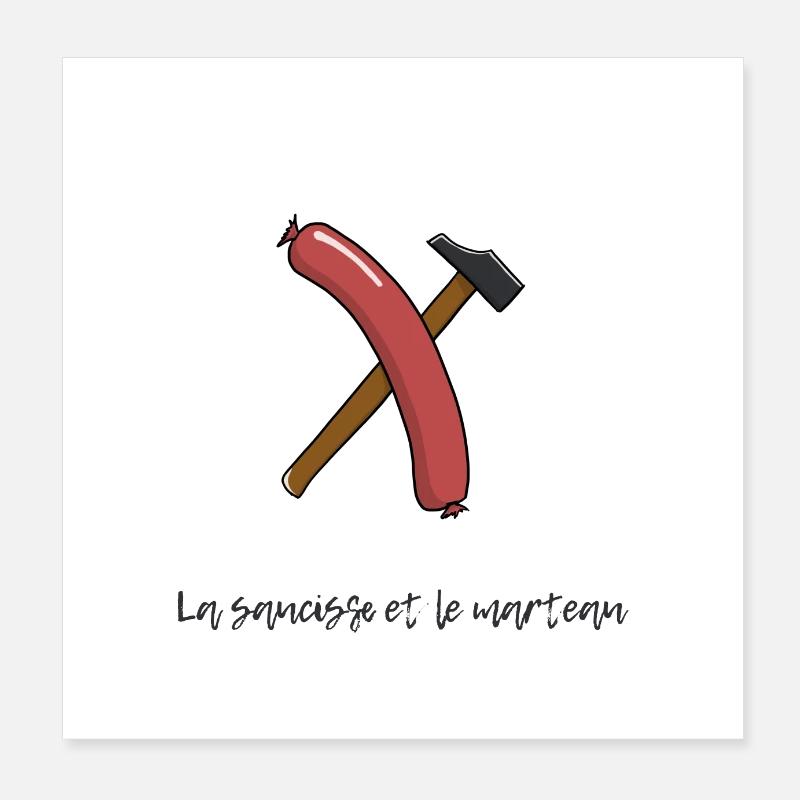 Wurst und Hammer Poster 20x20 cm