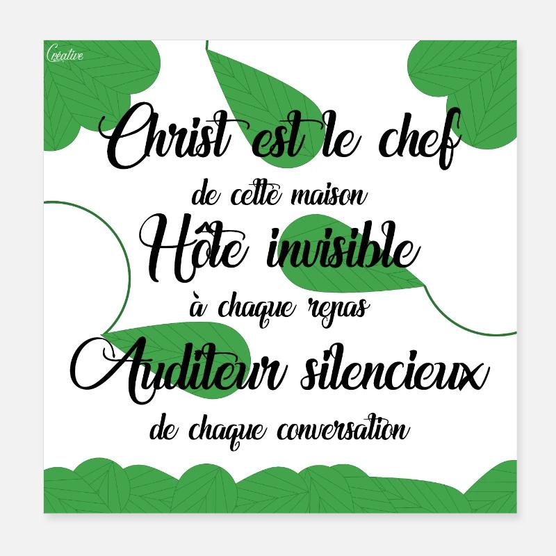 Christ est le chef de cette maison - Poster 20 x 20 cm - blanc