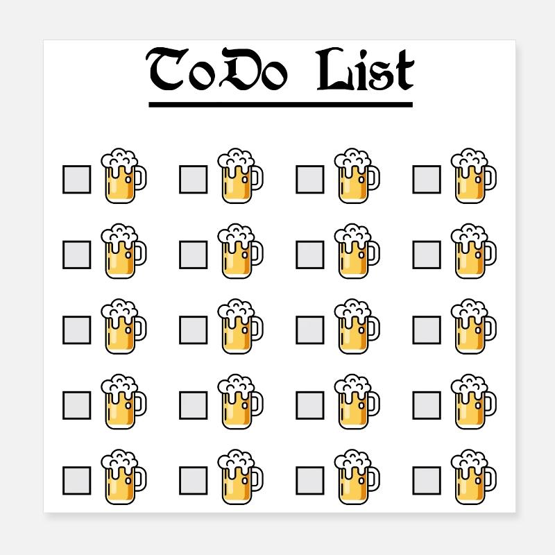 ToDo Liste Chope de bière Liste de check-list drôle Poster 20 x 20 cm