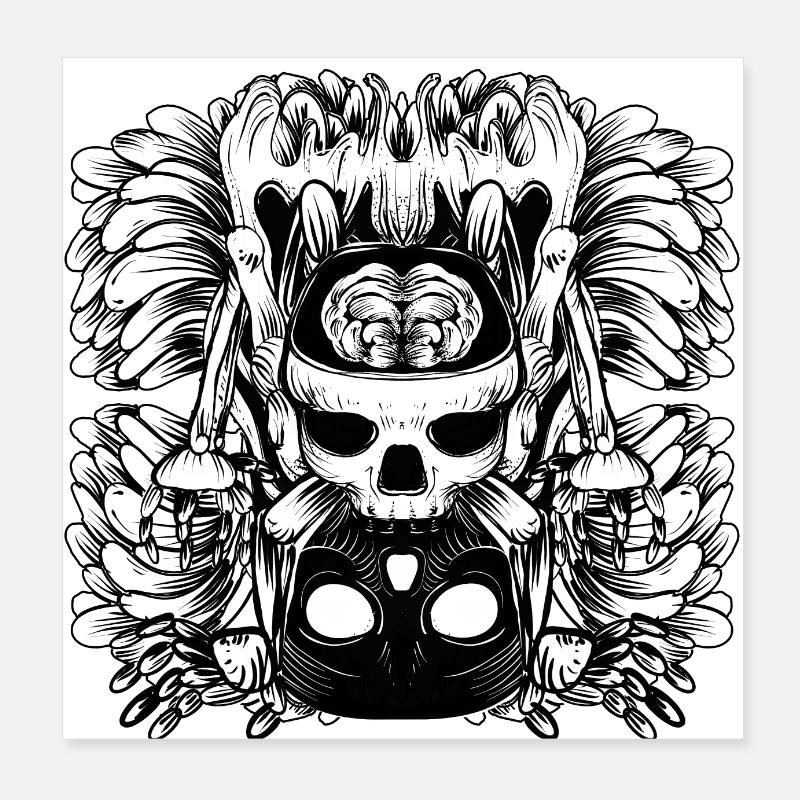 Skull and Brain Poster 8" x 8" (20x20 cm)