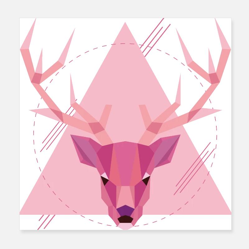 Geometric stag Poster 8" x 8" (20x20 cm)