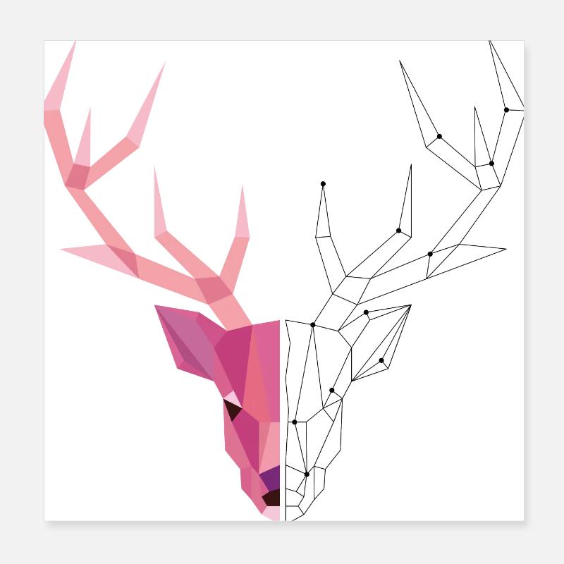 Geometric stag Poster 8" x 8" (20x20 cm)