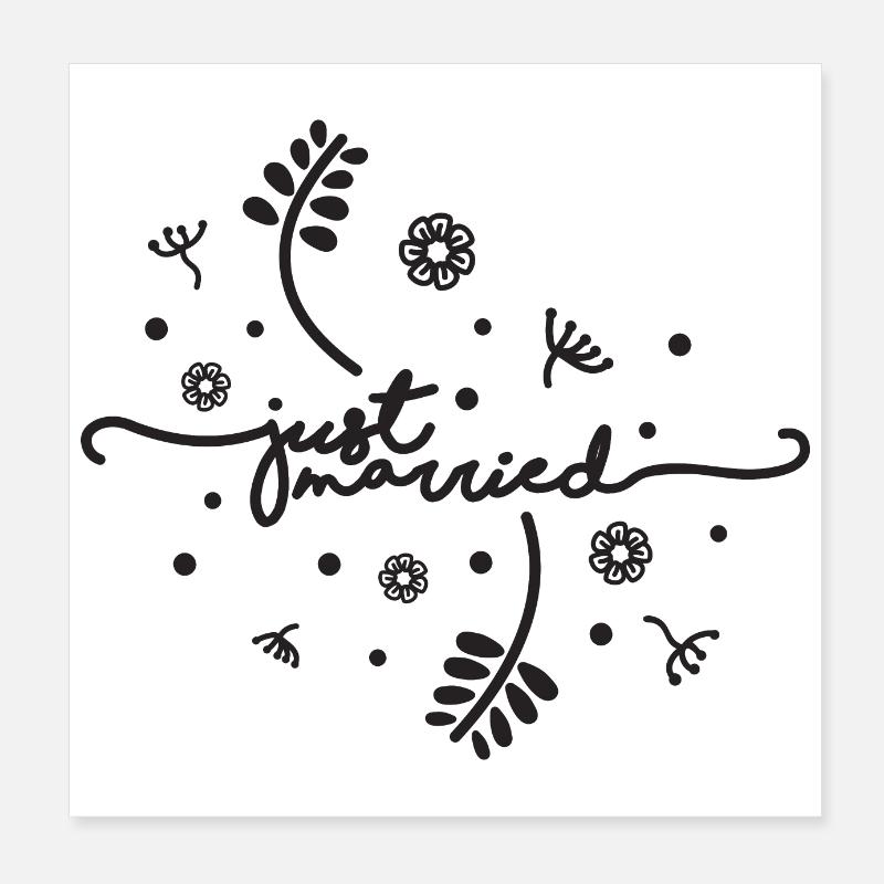 Wedding Just married black letter - gift idea Poster 8" x 8" (20x20 cm)