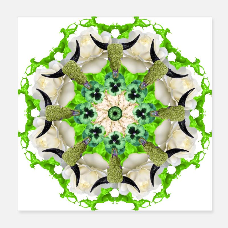 green cows mandala Poster 8" x 8" (20x20 cm)