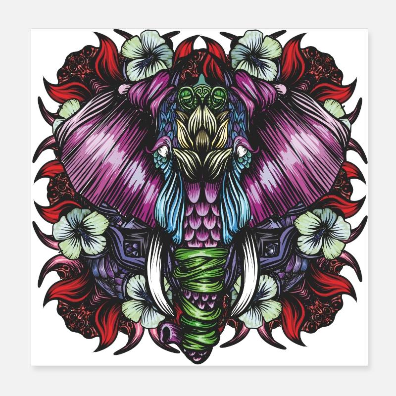 Elephant Red Poster 8" x 8" (20x20 cm)