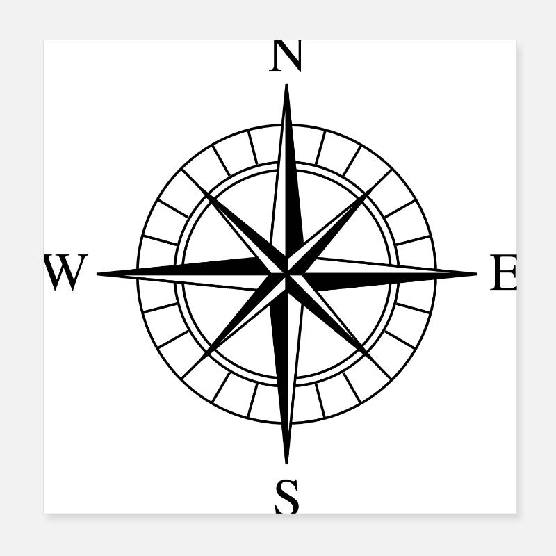 Kompass Poster 20x20 cm