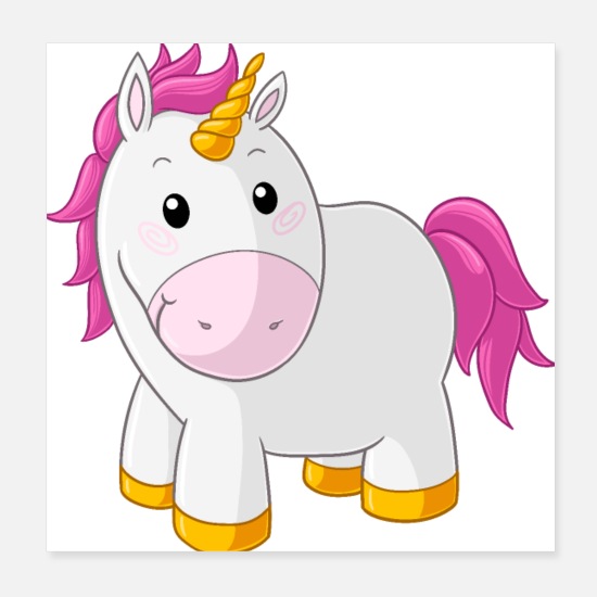 Unicornio rosa feliz de dibujos animados' Poster | Spreadshirt