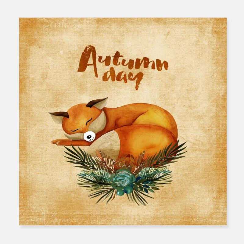 Herbstliche Waldbewohner - der Fuchs Poster 20x20 cm