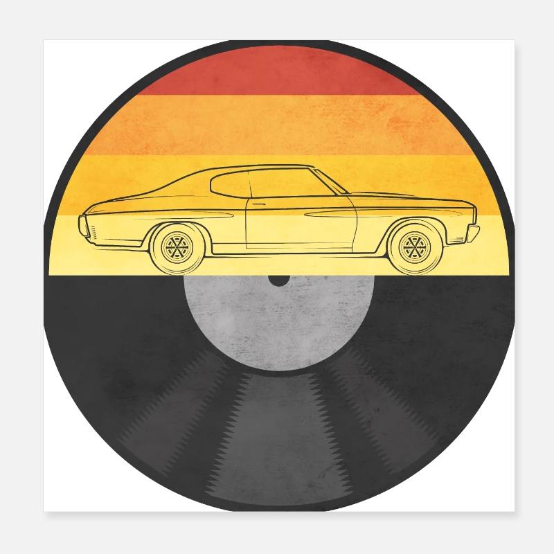 70's Schallplatte Auto Poster 20x20 cm