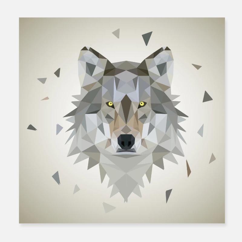 Wolf - Poster 20x20 cm - Weiß