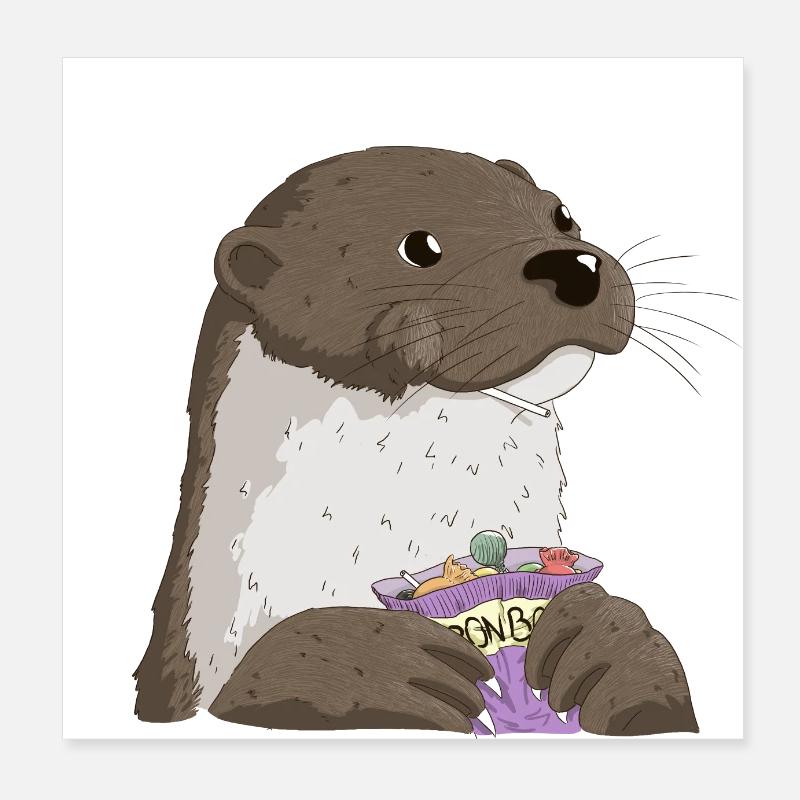 Fischotter Süßigkeiten Poster 20x20 cm