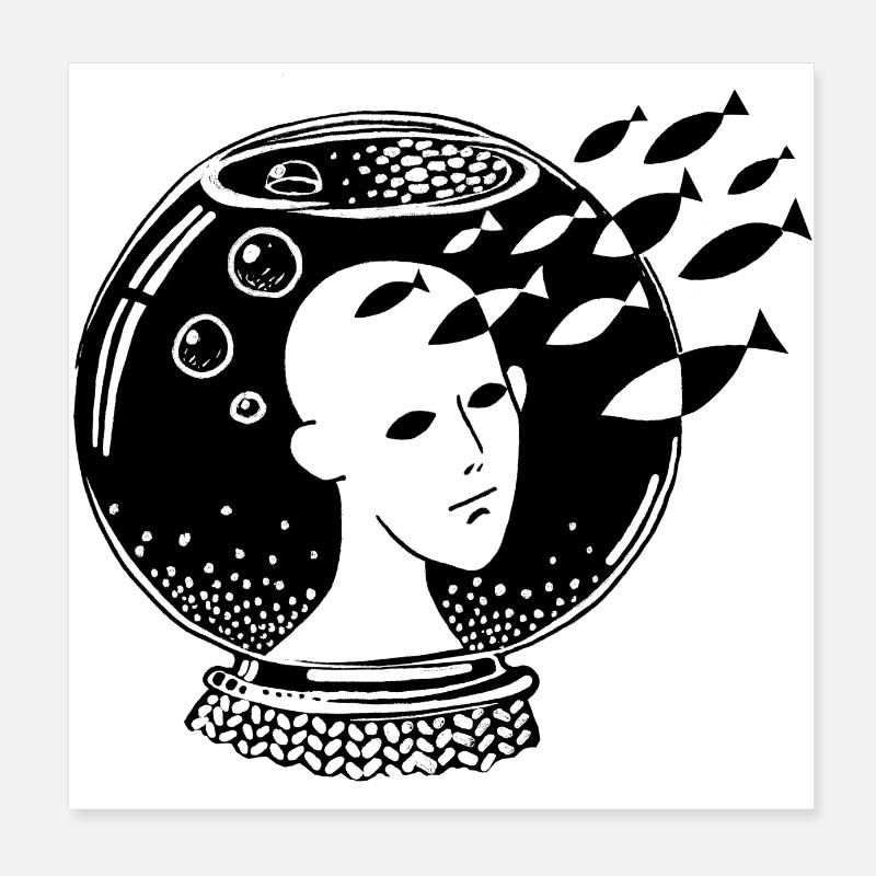 Dreamer fish tank Poster Poster 20 x 20 cm