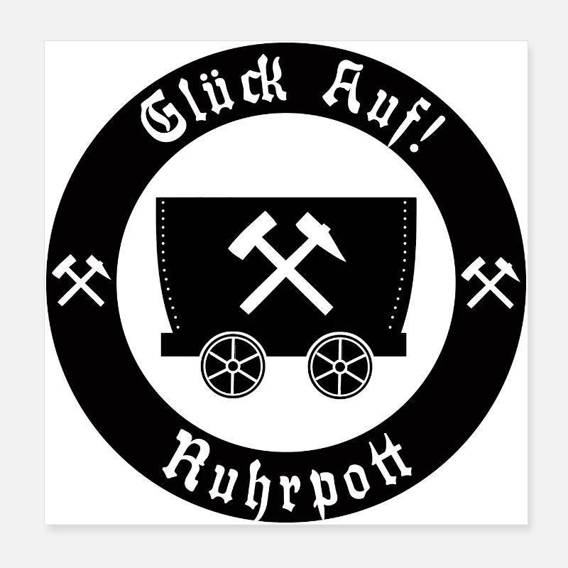 Glück Auf! Logo Ruhrpott mit Lore Poster 20x20 cm