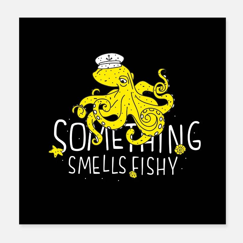 Octopus. Octopus. Sea. Fish. Captain. Poster 8" x 8" (20x20 cm)