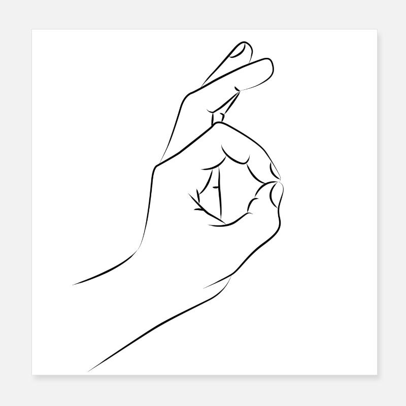 Line drawing finger hand hole Poster 8" x 8" (20x20 cm)