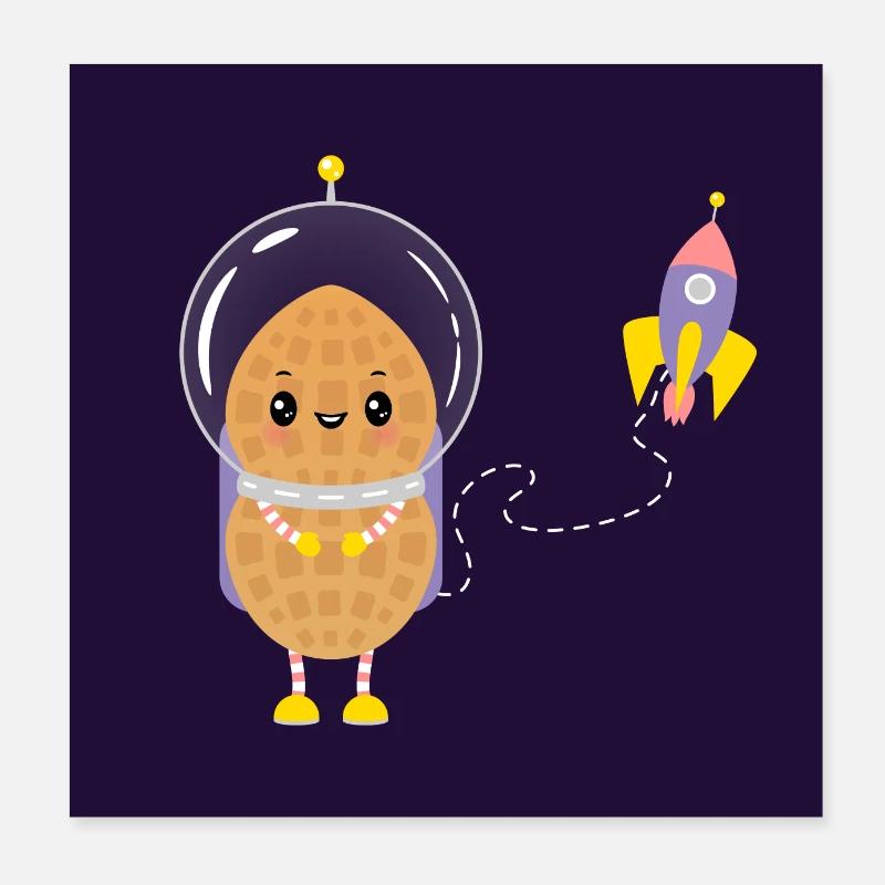 Astronaute astronaute cacahuète espace fusée Poster 20 x 20 cm