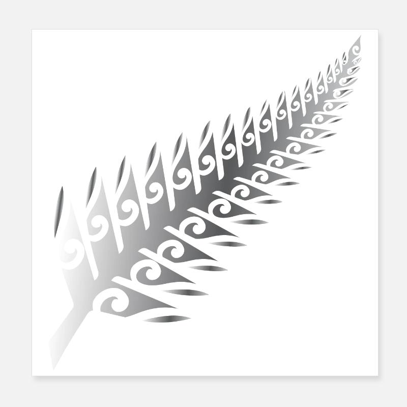Silberfarn Neuseeland Maori Stil - Geschenkidee Poster 20x20 cm