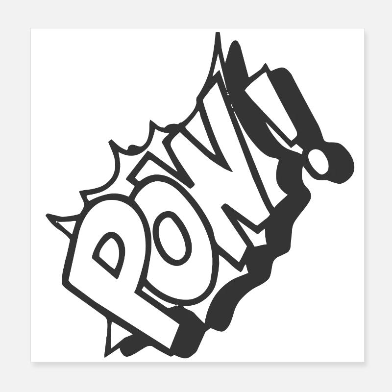 Comic Pow - Poster 20 x 20 cm - blanc