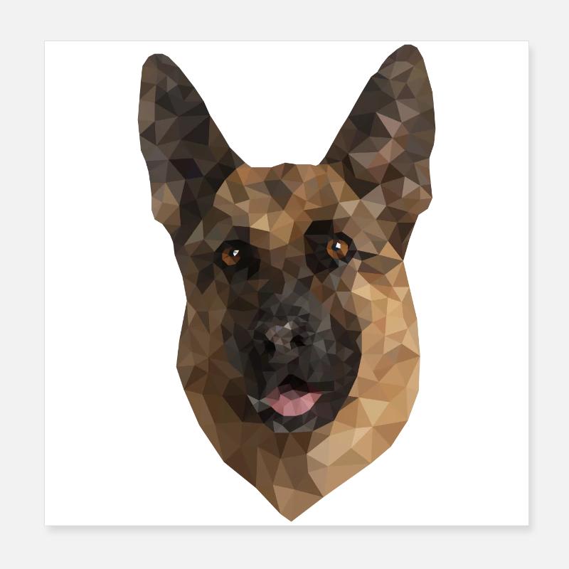 Cute Low Poly German Shepard Poster 8" x 8" (20x20 cm)