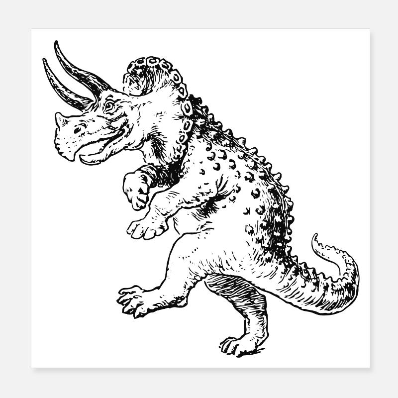 Dinosaur triceratops is dancing Poster 8" x 8" (20x20 cm)
