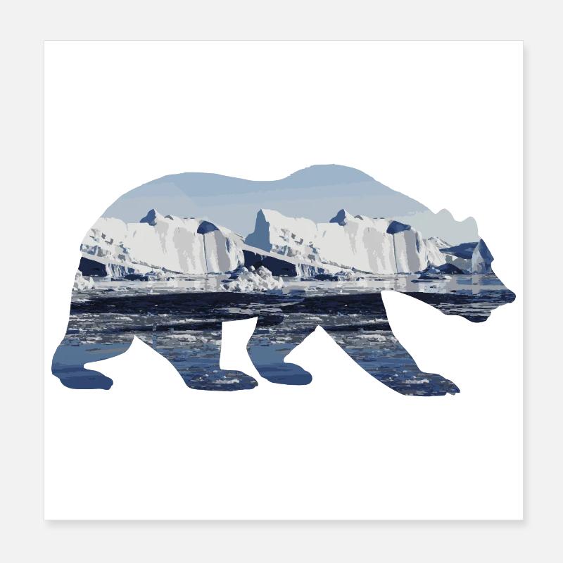 Double Exposure Animals - Polar Bear - Gift Poster 8" x 8" (20x20 cm)