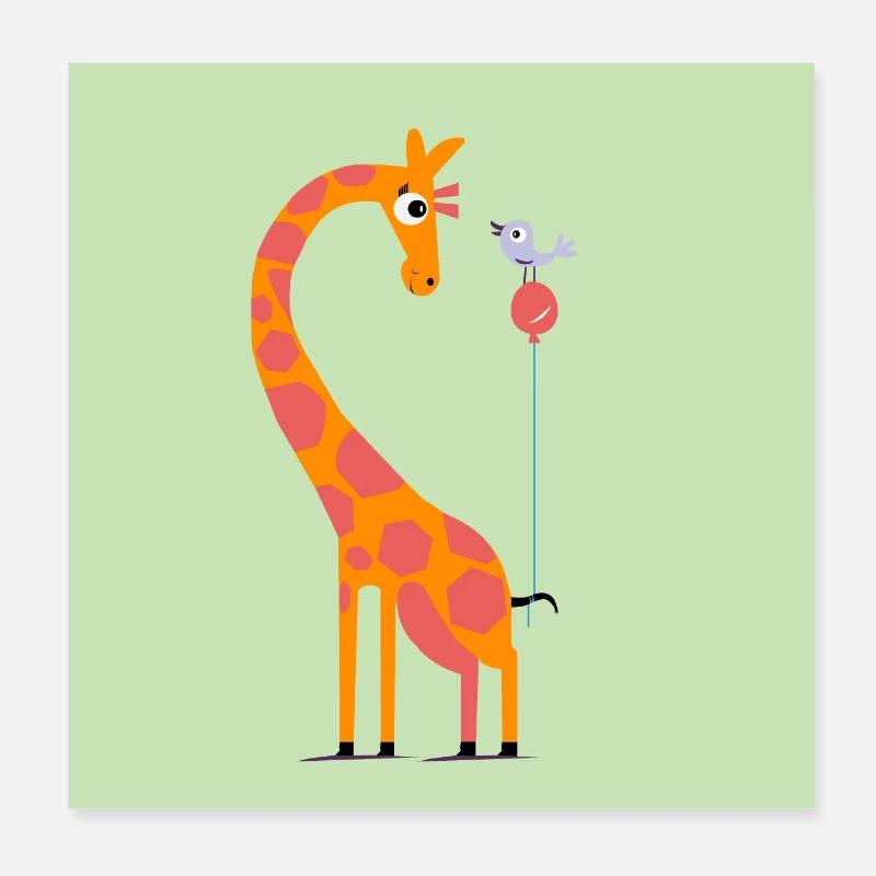 Die Giraffe mit Ballon Poster 20x20 cm