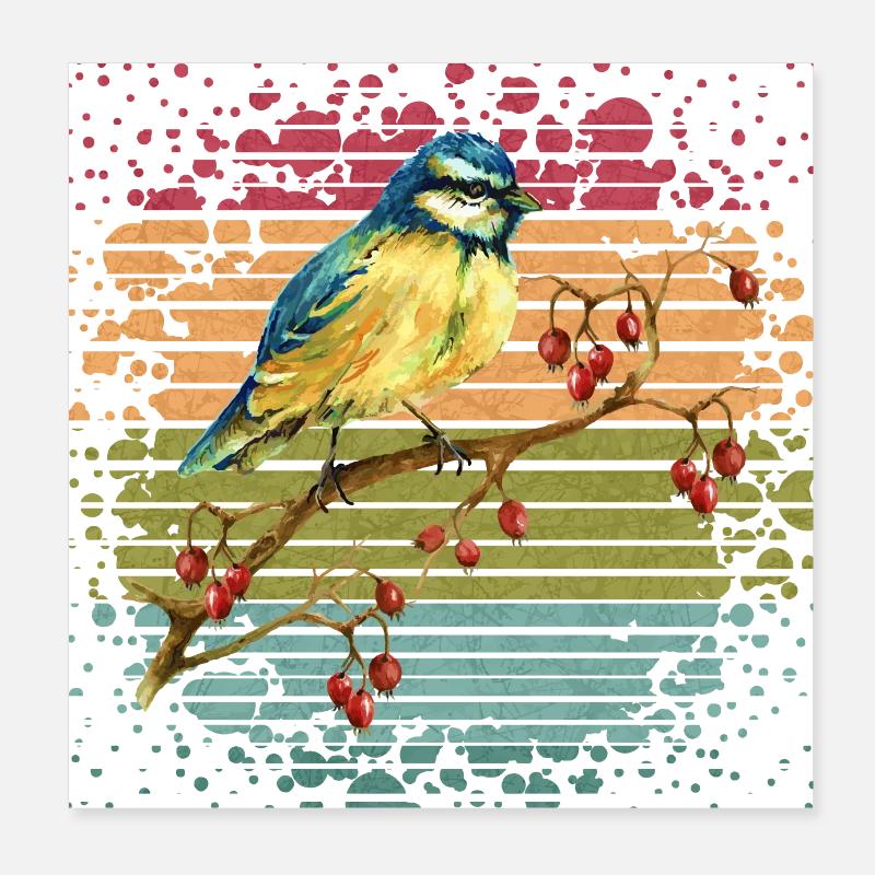 Vogelmeise Poster 20x20 cm