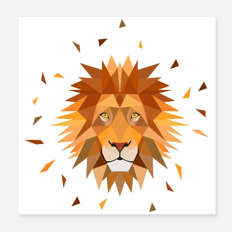Löwe - Poster 20x20 cm - Weiß