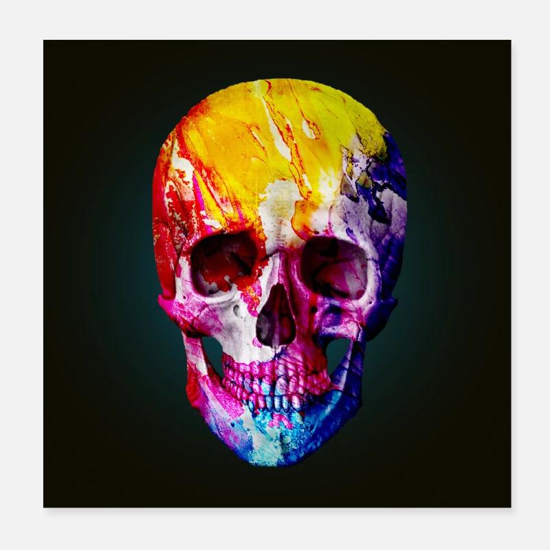 Tête de mort, coloré, skull Poster 20 x 20 cm