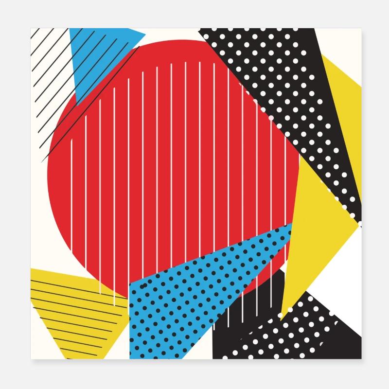 Géométrie collage Couleurs abstraites - Poster 20 x 20 cm - blanc