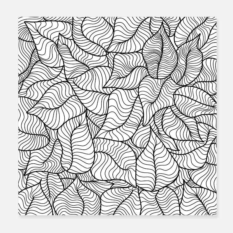 Line-type foliage - black and white Poster 8" x 8" (20x20 cm)