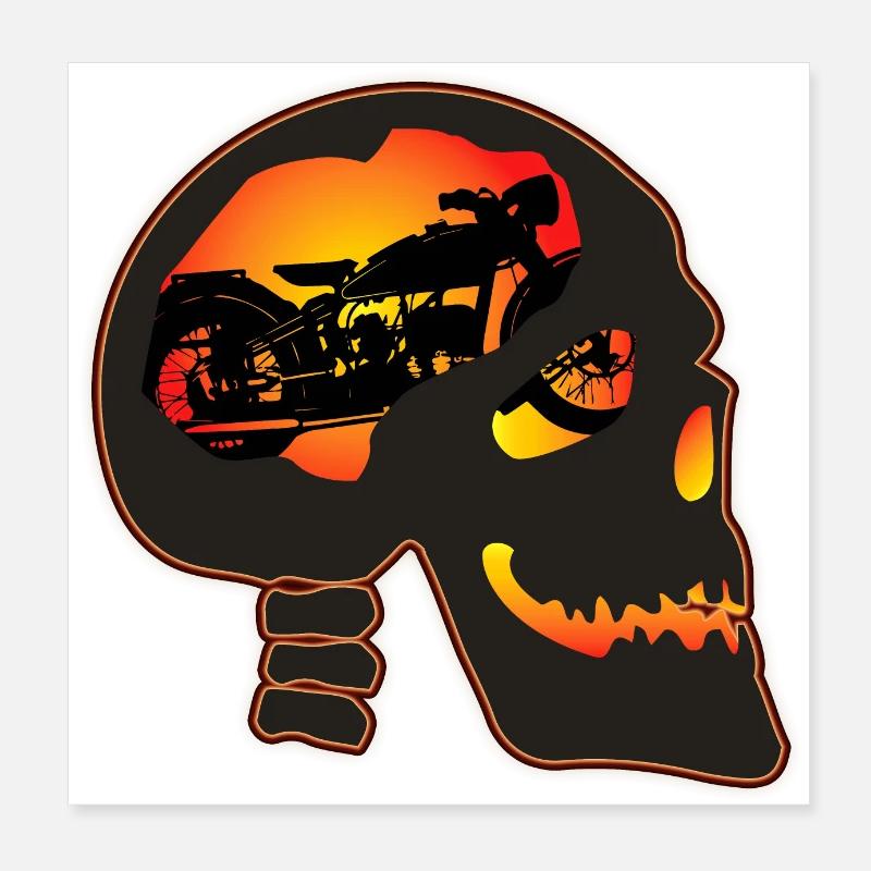 Biker Skull Poster 20x20 cm