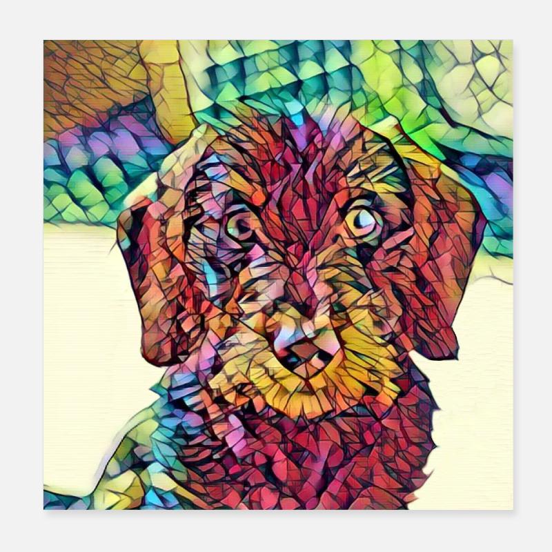 Art de chiot teckel à poil dur Poster 20 x 20 cm