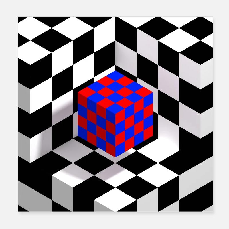 Würfel - Poster 20x20 cm - Weiß