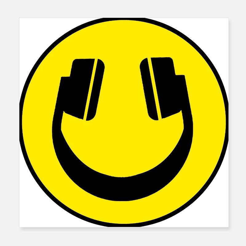 face écouteurs de musique Poster 20 x 20 cm